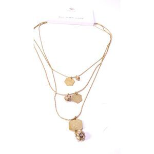 Ann Taylor LOFT Women's Modern Hexagon Fireball Tiered Necklace NWT 35
